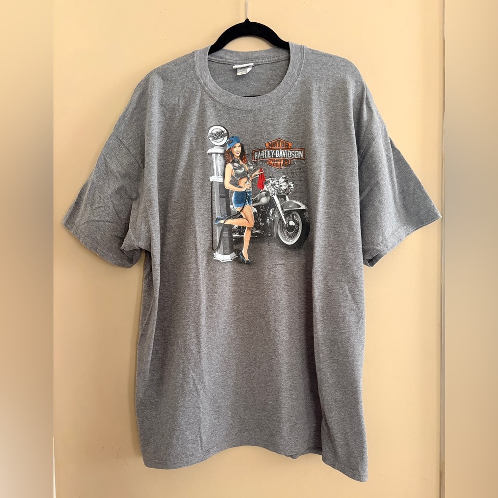 Harley-Davidson Gray Pin-Up Motorcycle Graphic Tee 2X